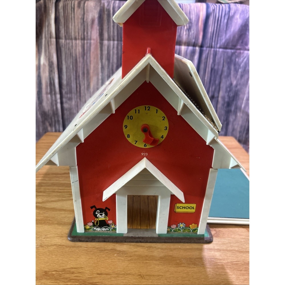 Vintage Fisher Price Little People #923 Play Family School House 1970s With Bell - Picture 3 of 7